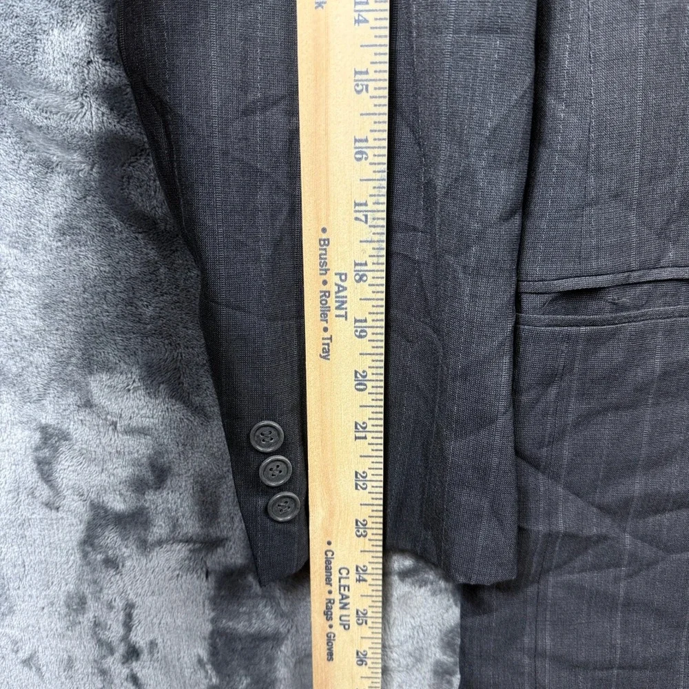 Made in France Blazer Mens 42 Grey Pinstripe Two Button Formal Suit Jacket